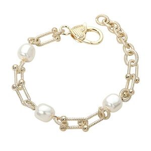 Elegant 14K Gold Plated Pearl Hardware Bracelet